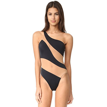 Norma Kamali Women's Snake Mesh Mio One Piece Swimsuit - Black/Nude