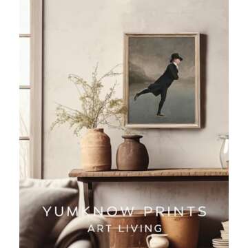 YUMKNOW Farmhouse Portrait Picture Living Room 11 x 14 Art Print - Gift for Ice Skating Lover - Rustic Vintage Decor for Bedroom - Men Skate Oil Painting - Art Deco Wall Art for - Antique Poster