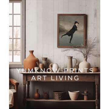 YUMKNOW Farmhouse Portrait Picture Living Room 11 x 14 Art Print - Gift for Ice Skating Lover - Rustic Vintage Decor for Bedroom - Men Skate Oil Painting - Art Deco Wall Art for - Antique Poster