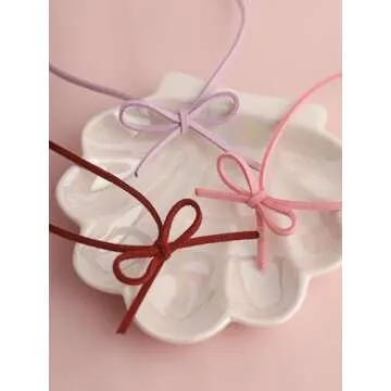 OJERRY Pink Suede Bow Coquette Choker Necklace Jewelry for Women, Simple Bow Necklaces Aesthetic, Romantic Gifts for Women Trendy Stuff for In Their Her 20s