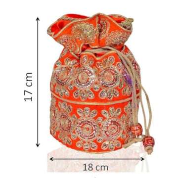 Elegant Purpledip Potli Bag with Gold Embroidery and Silk