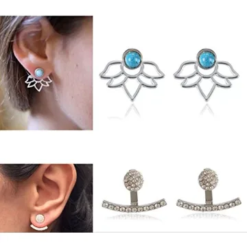 9 Pairs Stylish Hollow Lotus Flower Earrings Set