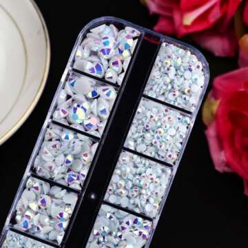 Towenm B7000 Glue with Pure White AB Rhinestones for Crafts Clothes Shoes Fabric, 4000PCS Flatback R...