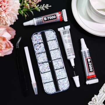 Towenm Rhinestones Kit with B7000 Glue for Crafts and DIY