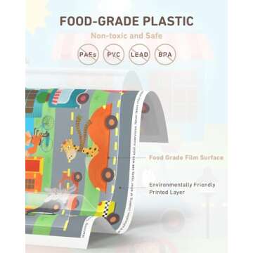 Disposable Stick-on Placemats 40 Pack for Baby & Kids, Toddler Placemats in Reusable Pouch 12" x 18"...