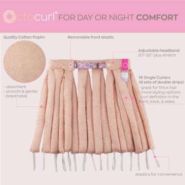Octocurl Heatless Curls Headband - Hair Curlers to Sleep In - Heatless Curlers for Medium Length Hai...