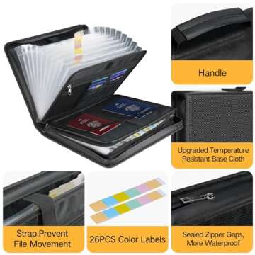 Winsing Fireproof Accordion File Organizer with 26 Pockets