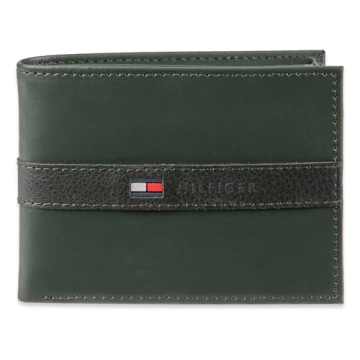 Tommy Hilfiger Men's Leather Wallet – Slim Bifold with 6 Credit Card Pockets and Removable ID Wind...