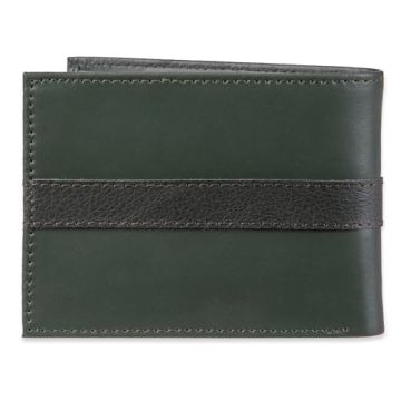 Tommy Hilfiger Men's Green Leather Wallet with ID Window