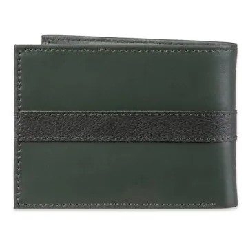 Tommy Hilfiger Men's Green Leather Wallet with ID Window