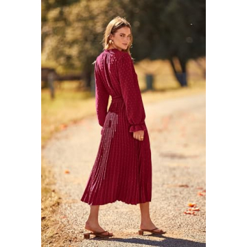 Shop PRETTYGARDEN Women's Pleated Midi Dress Now