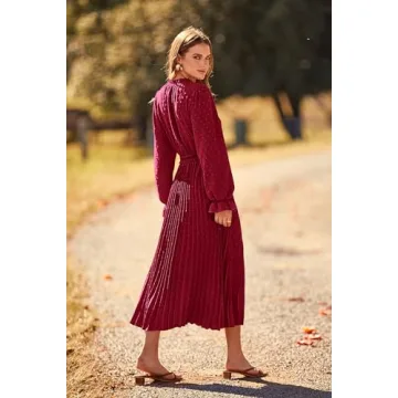 Shop PRETTYGARDEN Women's Pleated Midi Dress Now