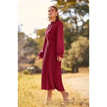 Shop PRETTYGARDEN Women's Pleated Midi Dress Now