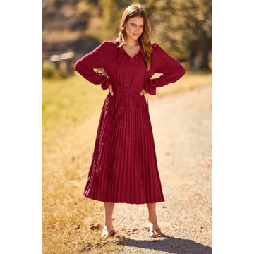 Shop PRETTYGARDEN Women's Pleated Midi Dress Now