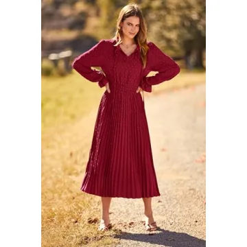 Shop PRETTYGARDEN Women's Pleated Midi Dress Now