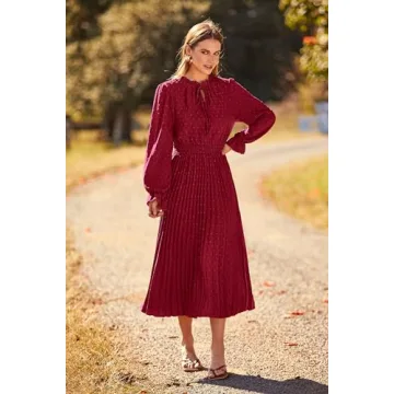 Shop PRETTYGARDEN Women's Pleated Midi Dress Now