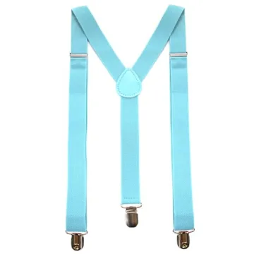 JEMYGINS Baby Blue Men's Adjustable Braces with Strong Clips