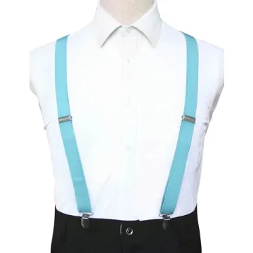 Baby Blue Men's Suspender Braces with Strong Clips