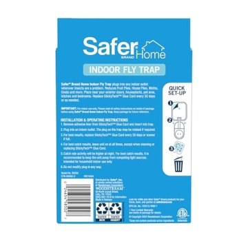 Safer Home SH502 Indoor Plug-In Fly Trap for Flies, Fruit Flies, Moths, Gnats, and Other Flying Insects – 400 Sq Ft of Protection