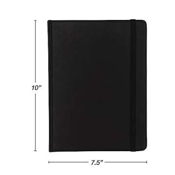 Samsill Large Hardcover Notebook, 240 Lined Notebook Pages, Black, 7.5 x 10 Inch