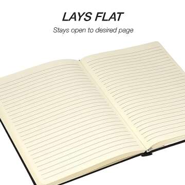 Samsill Large Hardcover Notebook, 240 Lined Notebook Pages, Black, 7.5 x 10 Inch