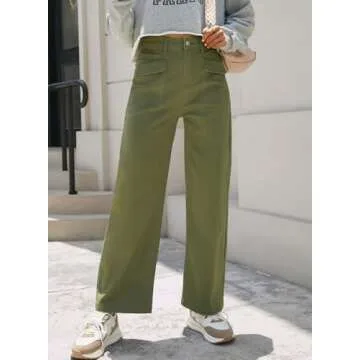 Dokotoo Women's High Waisted Cargo Pants Wide Leg Baggy Jeans Casual 2024 Fashion