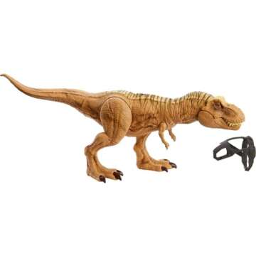 Mattel Jurassic World Track 'n Attack Dinosaur Action Figure, Tyrannosaurus Rex Toy with Lights, Sound, Motion & Accessories, Plus Downloadable App & AR
