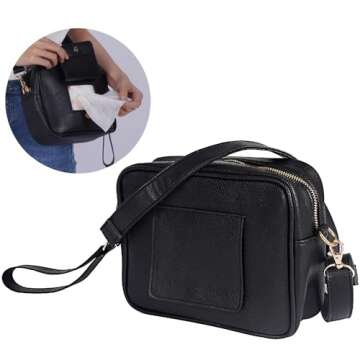 STAËLL Crossbody Diaper Bag Purse with Wipes Dispenser - Stylish Vegan Leather Baby Wipes Holder Cl...