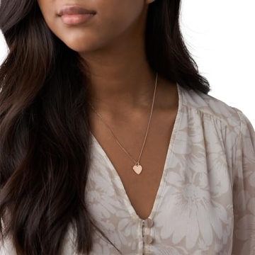 Fossil Women's Curved Chain Necklace in Rose Gold