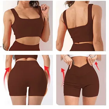 Seamless Yoga Ribbed Workout Sets Women Summer Sports Bra Shorts