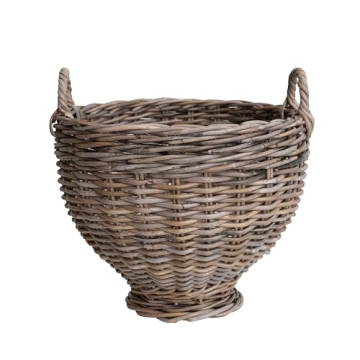 Creative Co-Op Cottage-Inspired Rattan Storage Basket for Stylish Organization
