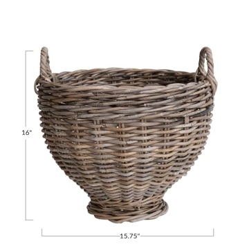 Creative Co-Op Woven Rattan Storage Basket for Versatile Use