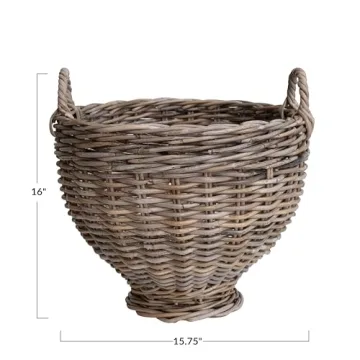 Creative Co-Op Woven Rattan Storage Basket for Versatile Use