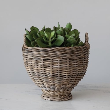 Creative Co-Op Woven Rattan Storage Basket for Versatile Use