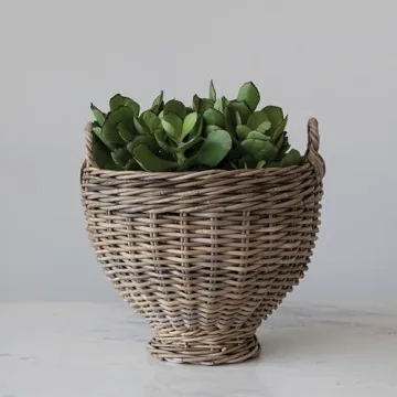 Creative Co-Op Woven Rattan Storage Basket for Versatile Use