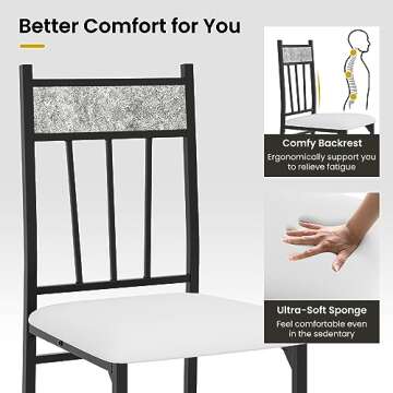 Tangkula Dining Table Set FR 4, Kitchen Table and Chairs Set with Metal Frame & Padded Seat, Dining Table and Chairs Set of 4 for Dining Room, Space Saving
