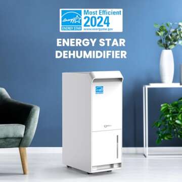 Vellgoo 4,500 Sq.Ft Energy Star Dehumidifier for Basement with Drain Hose, 52 Pint DryTank Series De...