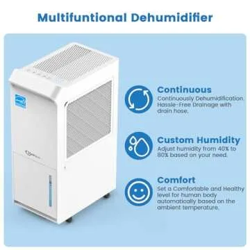 Vellgoo 4,500 Sq.Ft Energy Star Dehumidifier for Basement with Drain Hose, 52 Pint DryTank Series Dehumidifiers for Home Large Room, Intelligent Humidity Control