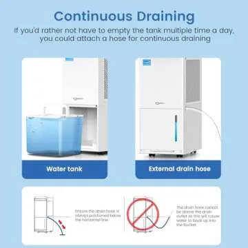 Vellgoo 4,500 Sq.Ft Energy Star Dehumidifier for Basement with Drain Hose, 52 Pint DryTank Series Dehumidifiers for Home Large Room, Intelligent Humidity Control