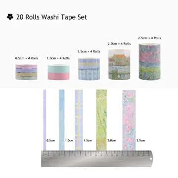Dizdkizd Floral Green Washi Tape Set, 20 Rolls Cute Seasonal Masking Tape Aesthetic Journaling Suppl...
