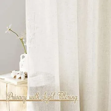 Elegant NICETOWN Linen Burlap Curtains - 90 inch Length, Semi-Sheer Drapes