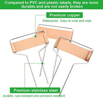 Durable 50 PCS Waterproof Copper Plant Labels for Gardens