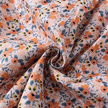 Noomelfish Girls Short Sleeve Floral Dress Casual Flower Printed Smocked Dresses, Small Orange, 7-8 Years