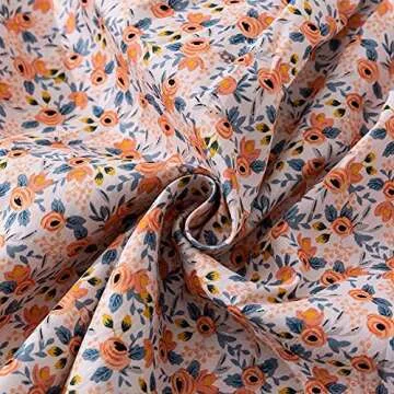 Noomelfish Girls Short Sleeve Floral Dress Casual Flower Printed Smocked Dresses, Small Orange, 7-8 Years