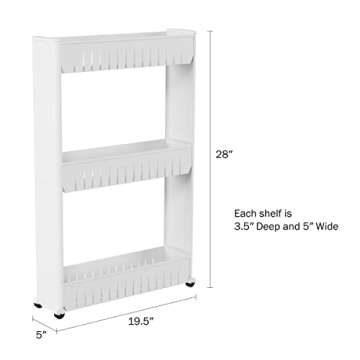 Everyday Home 3 Tier Slide Out Laundry Cart on Rollers - Slim Design for Saving Space
