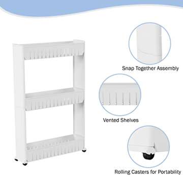 Everyday Home 3 Tier Slide Out Laundry Cart for Small Spaces