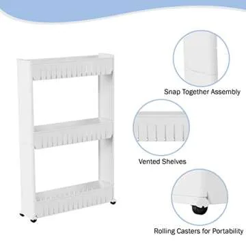 Everyday Home 3 Tier Slide Out Laundry Cart for Small Spaces