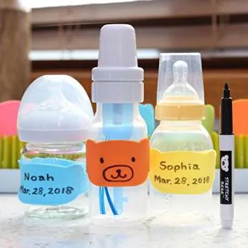 Colorful Baby Bottle Labels for Daycare, 6 Pack