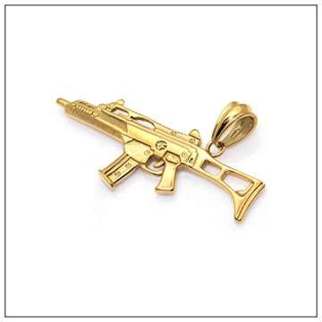 Heavstjer Punk Stainless Steel Submachine Gun Pendant Necklace(Gold)