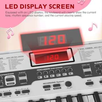 Fenbeli Piano Keyboard for Beginner, 61 Key Electric Keyboard Piano with Keyboard Stand, Piano Bench...